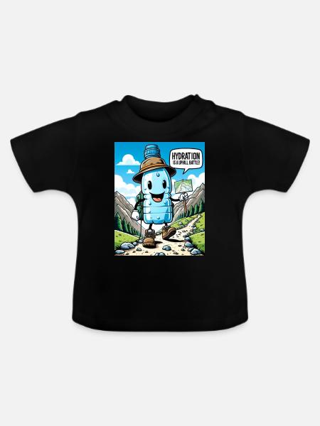 Hydration is a Uphill Battle - Baby Bio-T-Shirt mit Rundhals - Schwarz