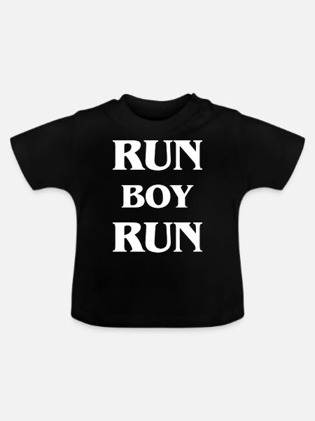 Marathon Running Jogging - Baby Bio-T-Shirt mit Rundhals - Schwarz