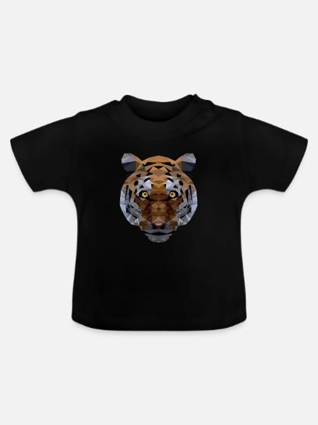 Tiger Polygon - Baby Bio-T-Shirt mit Rundhals - Schwarz