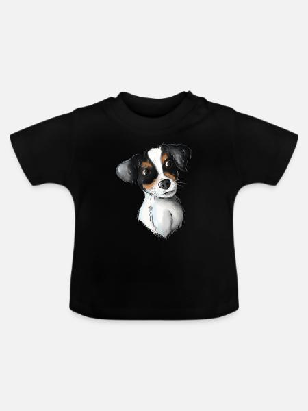 Jack Russell Pattern 3 - Baby Bio-T-Shirt mit Rundhals - Schwarz