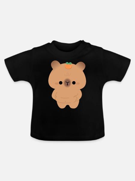 Chonky Capybara - Baby Bio-T-Shirt mit Rundhals - Schwarz