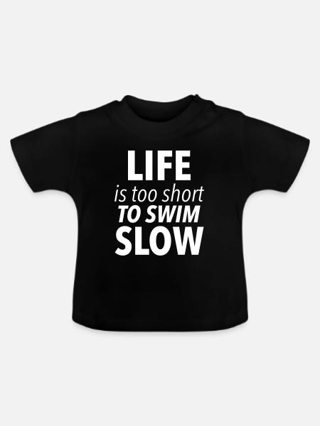 Schwimmen - Baby Bio-T-Shirt mit Rundhals - Schwarz