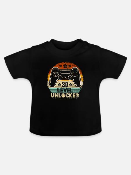 Dreißig entsperrter Retro-Controller - Baby Bio-T-Shirt mit Rundhals - Schwarz