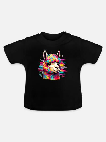 Alpaka - Baby Bio-T-Shirt mit Rundhals - Schwarz
