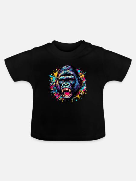 Gorilla - Baby Bio-T-Shirt mit Rundhals - Schwarz