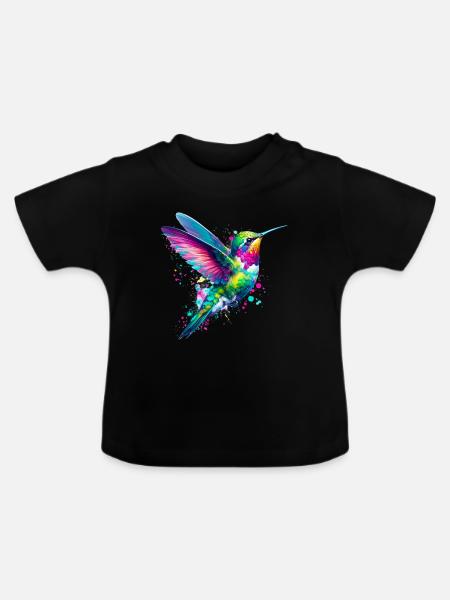 Kolibri - Baby Bio-T-Shirt mit Rundhals - Schwarz