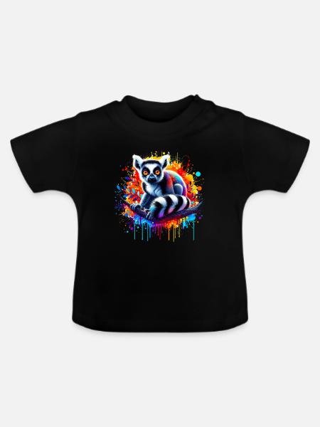 Lemur - Baby Bio-T-Shirt mit Rundhals - Schwarz