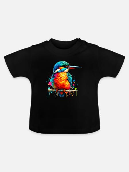 Eisvogel - Baby Bio-T-Shirt mit Rundhals - Schwarz