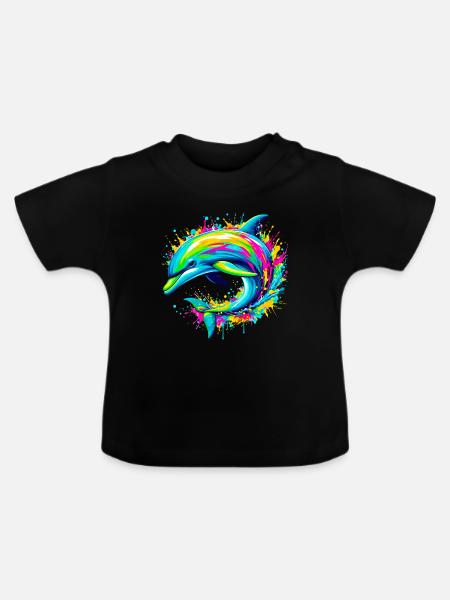 Delfin - Baby Bio-T-Shirt mit Rundhals - Schwarz