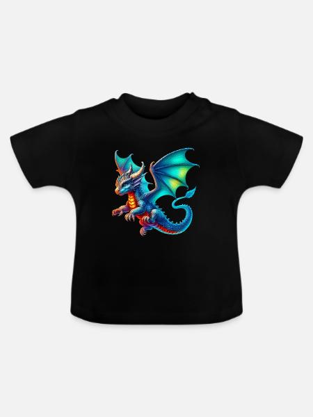 Drache - Baby Bio-T-Shirt mit Rundhals - Schwarz