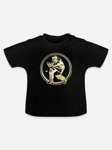 Cricket Silhouette - Baby Bio-T-Shirt mit Rundhals - Schwarz