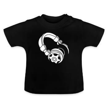Silhouette du casque : DJ & Music Vibes - T-shirt bio col rond Bébé - noir - Devant