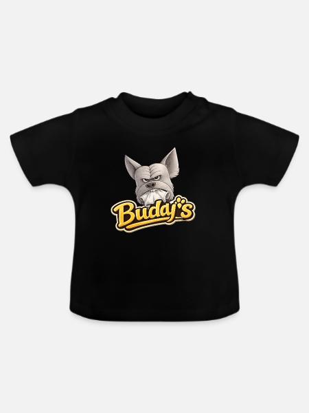 Buddy's Bulldog Logo - Baby Bio-T-Shirt mit Rundhals - Schwarz