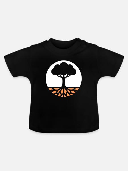 Baum des Lebens Wurzeln - Baby Bio-T-Shirt mit Rundhals - Schwarz