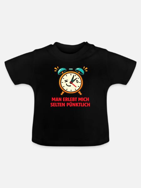Pünktlichkeitsalarm Spruch - Baby Bio-T-Shirt mit Rundhals - Schwarz