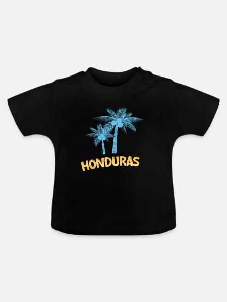 Honduras als Palmen - Baby Bio-T-Shirt mit Rundhals - Schwarz