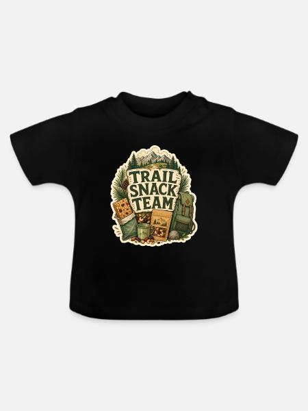 TRAIL SNACK TEAM Snacks - Baby Bio-T-Shirt mit Rundhals - Schwarz