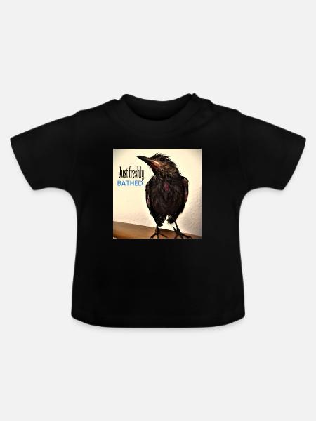 Gerade frisch gebadet - Baby Bio-T-Shirt mit Rundhals - Schwarz