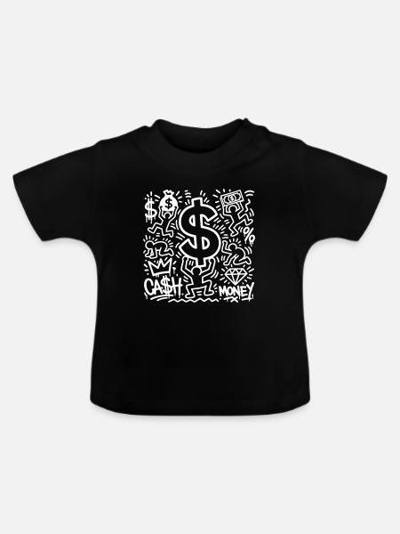 Dollarzeichen - Baby Bio-T-Shirt mit Rundhals - Schwarz