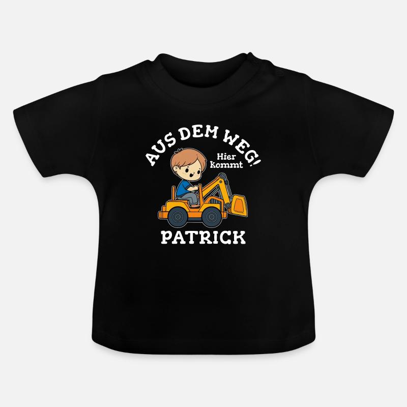 Patrick Vorname Bagger - Baby Bio-T-Shirt mit Rundhals - Schwarz