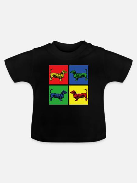 Dackel Hunde - Baby Bio-T-Shirt mit Rundhals - Schwarz