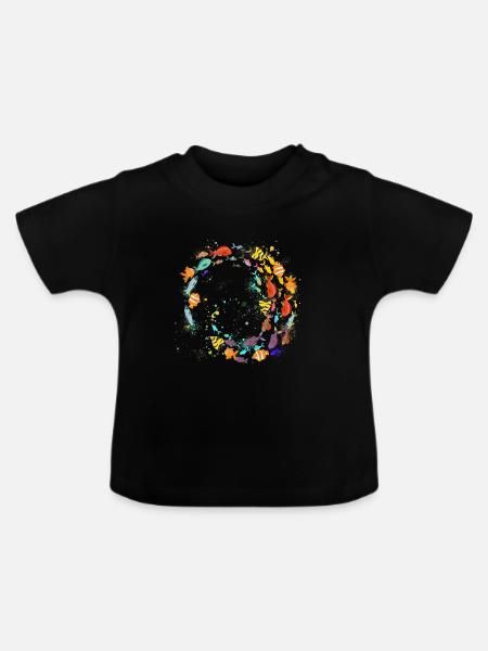 fischschwarm,fische,malerei,blau,tropische fische - Baby Bio-T-Shirt mit Rundhals - Schwarz