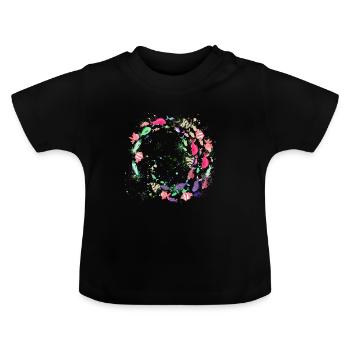 fischschwarm,fische,malerei,blau,tropische fische - Baby Bio-T-Shirt mit Rundhals - Schwarz - Vorne