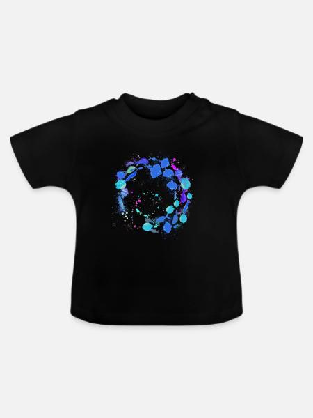 fischschwarm,fische,malerei,blau,graffiti,rochen - Baby Bio-T-Shirt mit Rundhals - Schwarz