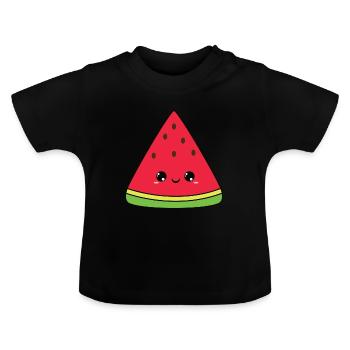 süße wassermelone, smiling fruit, frucht niedlich - Baby Bio-T-Shirt mit Rundhals - Schwarz - Vorne