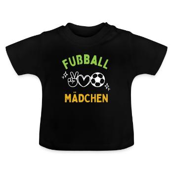 Fußball Mädchen spielen Fußballerin Mädchenfußball - Baby Bio-T-Shirt mit Rundhals - Schwarz - Vorne
