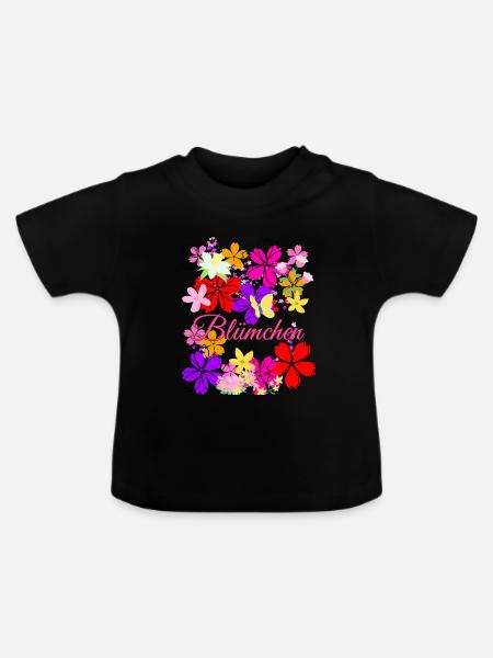 Blümchen, Blumen, Blumen kostüm,karneval - Baby Bio-T-Shirt mit Rundhals - Schwarz