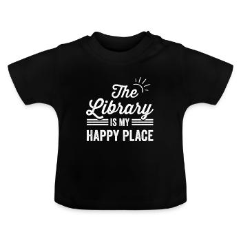 The Library Is my Happy Place The Library Lover - Baby Organic T-Shirt with Round Neck - black - Front