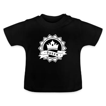 King & Queen - QUEEN - Baby Bio-T-Shirt mit Rundhals - Schwarz - Vorne