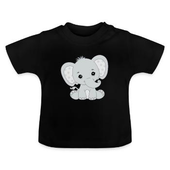 Bébé Éléphant Drôle de doux T-shirt idée cadeau - T-shirt bio col rond Bébé - noir - Devant