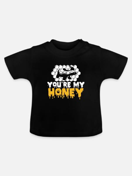 Honigdachs - Baby Bio-T-Shirt mit Rundhals - Schwarz