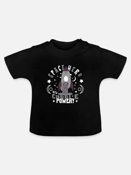 Astronaut mit Teddybär - Baby Bio-T-Shirt mit Rundhals - Schwarz