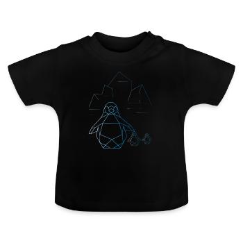 Origami Pinguin Nordpol Eis Kristall Scholle Winte - Baby Bio-T-Shirt mit Rundhals - Schwarz - Vorne