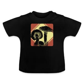 Pilze - Baby Bio-T-Shirt mit Rundhals - Schwarz - Vorne