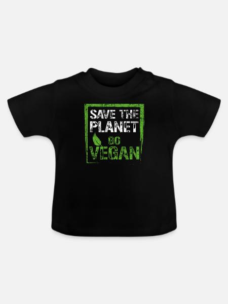 Vegan Umweltschutz - Baby Bio-T-Shirt mit Rundhals - Schwarz