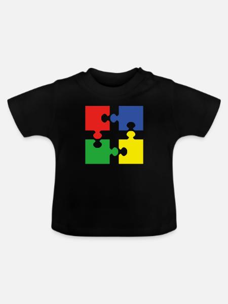 Puzzel - Baby Bio-T-Shirt mit Rundhals - Schwarz