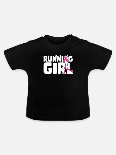 Läuferin Mädchen Laufen - Baby Bio-T-Shirt mit Rundhals - Schwarz