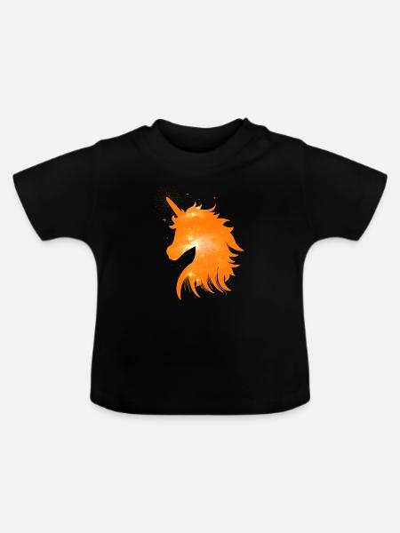 Orange Licorne motif avec un espace magique - T-shirt bio col rond Bébé - noir