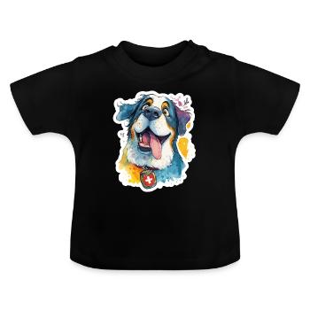 Majestic Swiss St. Bernard - Baby Organic T-Shirt with Round Neck - black - Front