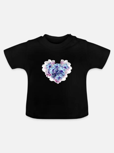 orchidee,blumen,blumenherz,herz - Baby Bio-T-Shirt mit Rundhals - Schwarz