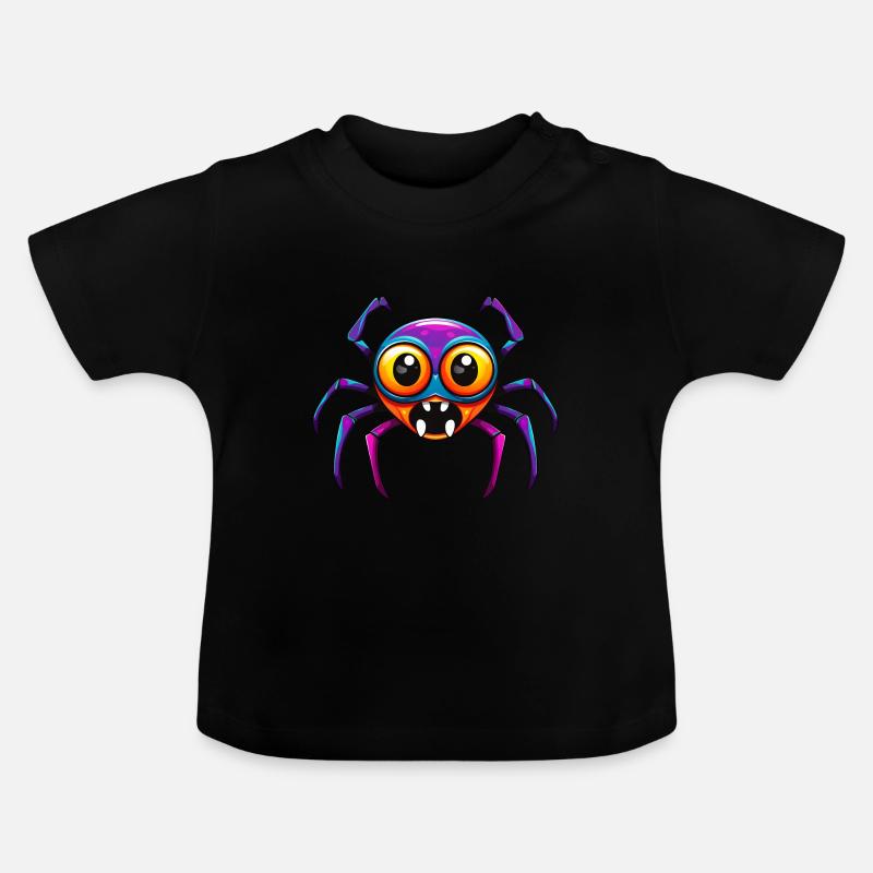 Süße Halloween Spinne - Baby Bio-T-Shirt mit Rundhals - Schwarz
