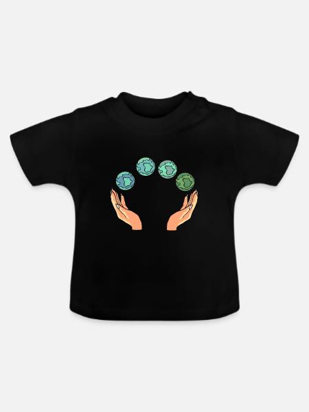 Rette die Erde Umweltschützer - Baby Bio-T-Shirt mit Rundhals - Schwarz