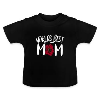 Worlds best Mom Mama Beste Mutter MuttertagFamilie - Baby Bio-T-Shirt mit Rundhals - Schwarz - Vorne