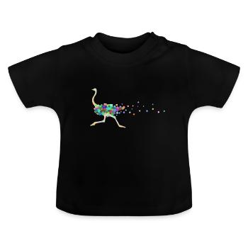 Colourful ostrich - Baby Organic T-Shirt with Round Neck - black - Front