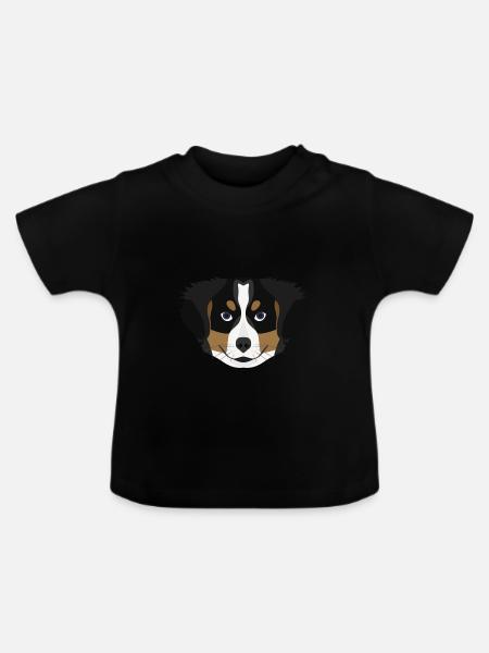 Chiot de montagne Bernese Mountain Illustration - T-shirt bio col rond Bébé - noir