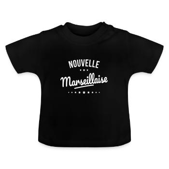 Nouvelle Marseillaise - Idée cadeau bébé - T-shirt bio col rond Bébé - noir - Devant